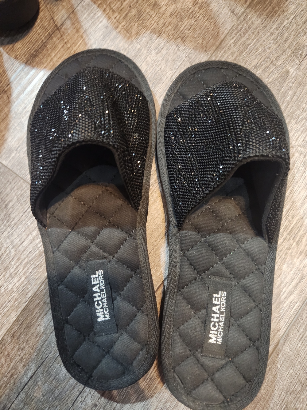 MICHAEL Michael Kors Black Quilted Slide Sandals